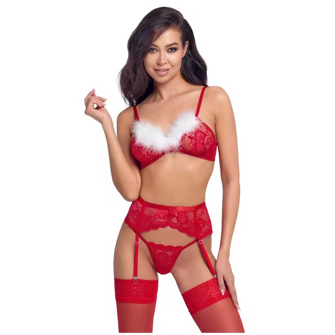 Set Lenjerie Cottelli X-Mas - Sutien Portjartier si Dantela Rosie