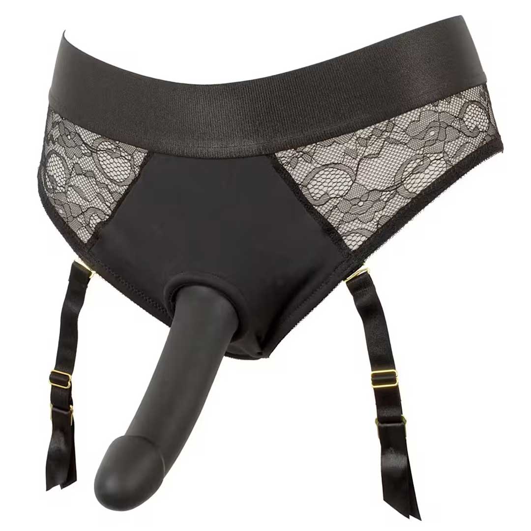 Set Strap-On You2Toys - Chiloti Dantela Dildo Curbat si Ajustabil