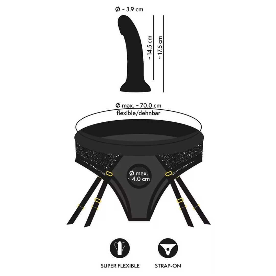 Set Strap-On You2Toys - Chiloti Dantela Dildo Curbat si Ajustabil