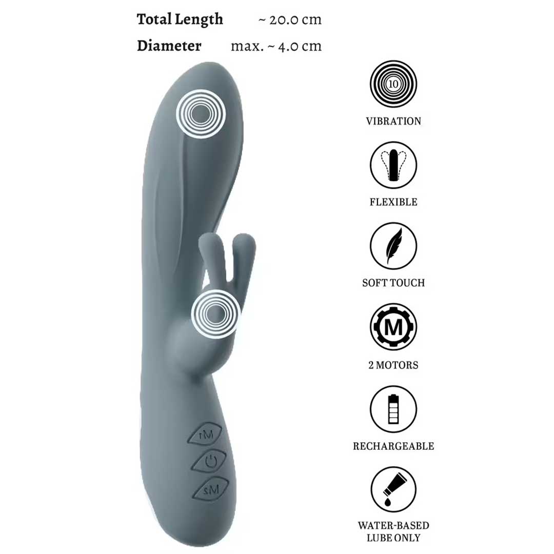Vibrator Rabbit Velina - 2 Motoare, 20 Moduri de Vibratii si Stimulare G-Spot Clitoris
