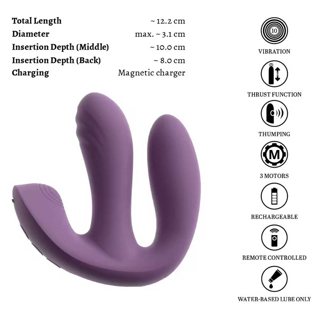 Vibrator Triplu Mireva RC - 3 Functii Mecanice 3 Motoare si Stimulare Vagin Clitoris Anus