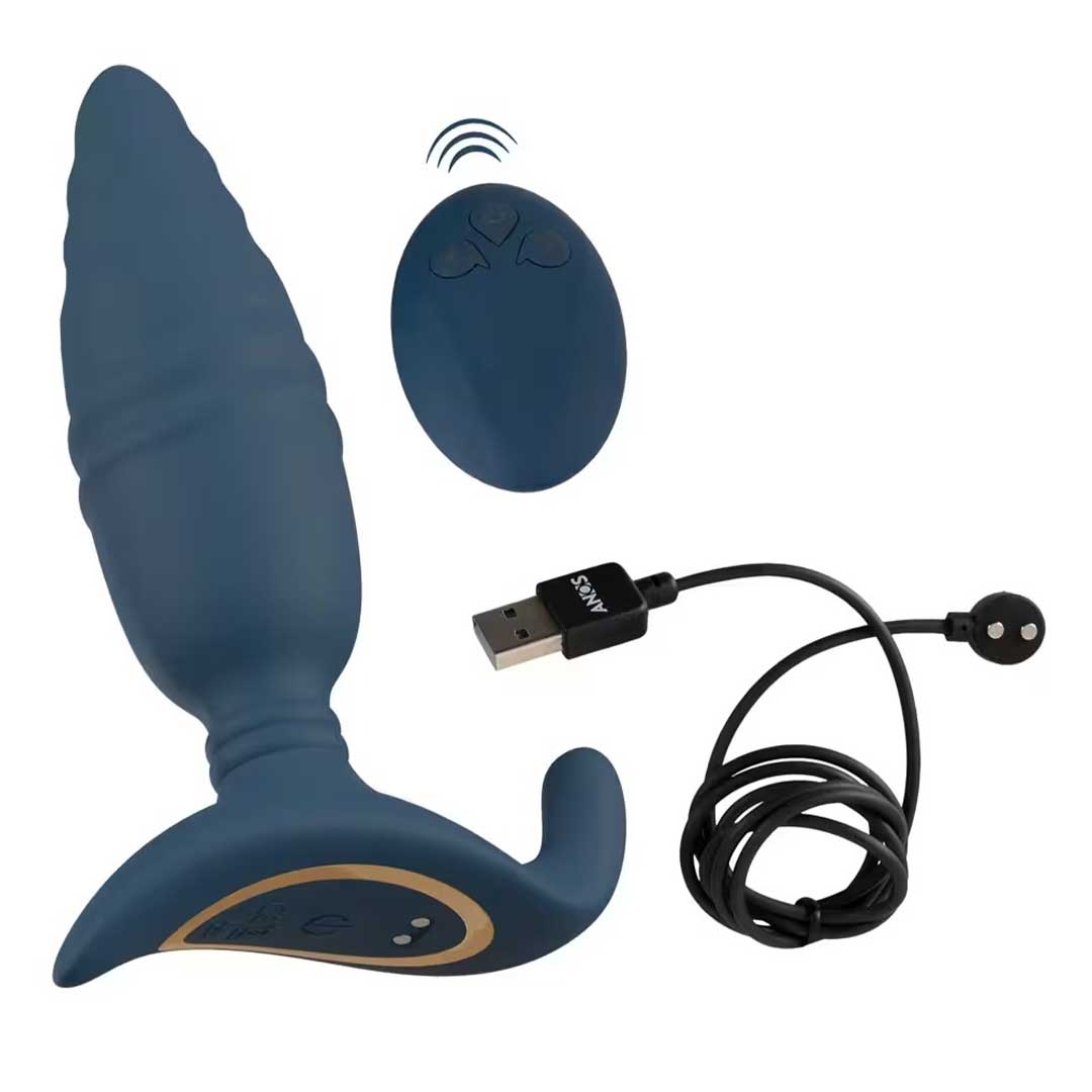 Butt Plug Anal Vibrant Thrusting - 3 Motoare 10 Viteze de Impingere si Silicon