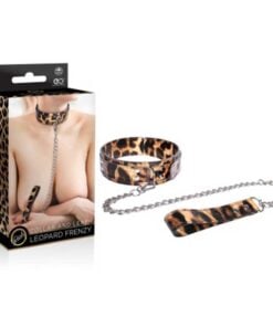 Zgarda Lesa Leopard Frenzy - Joc de Control Lant 53 cm si Piele Ecologica