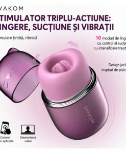 Vibrator SVAKOM Klitty Tripla Actiune cu Efect de Lins si Suctiune