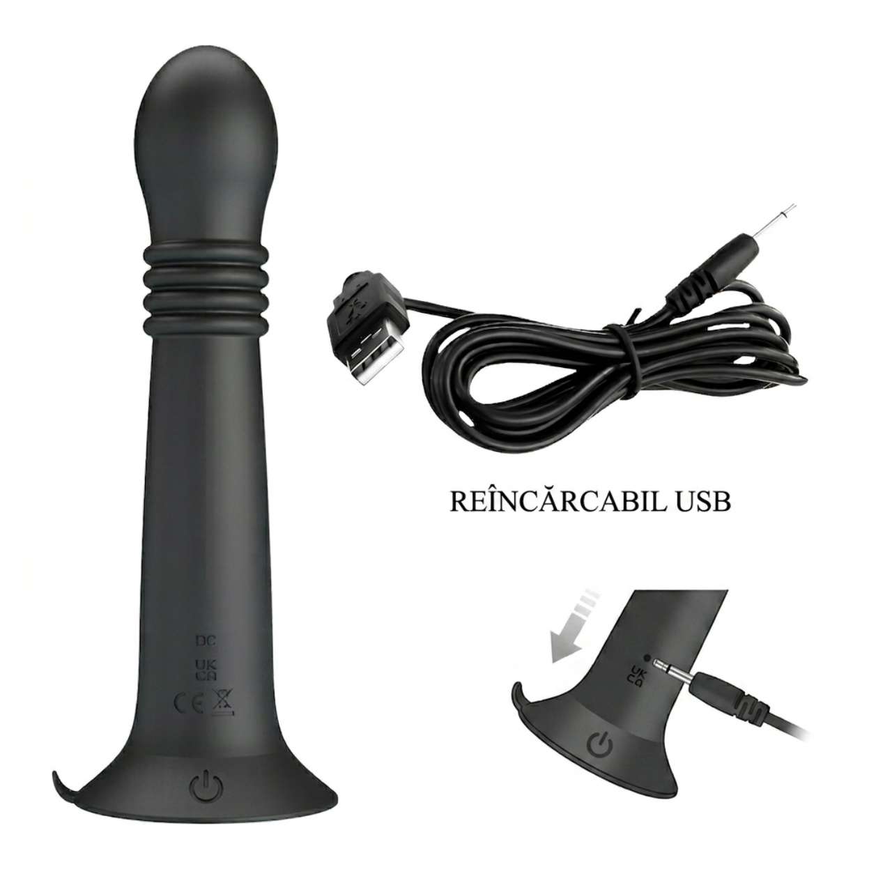 Vibrator cu ventuza Stellan Black Pretty Love