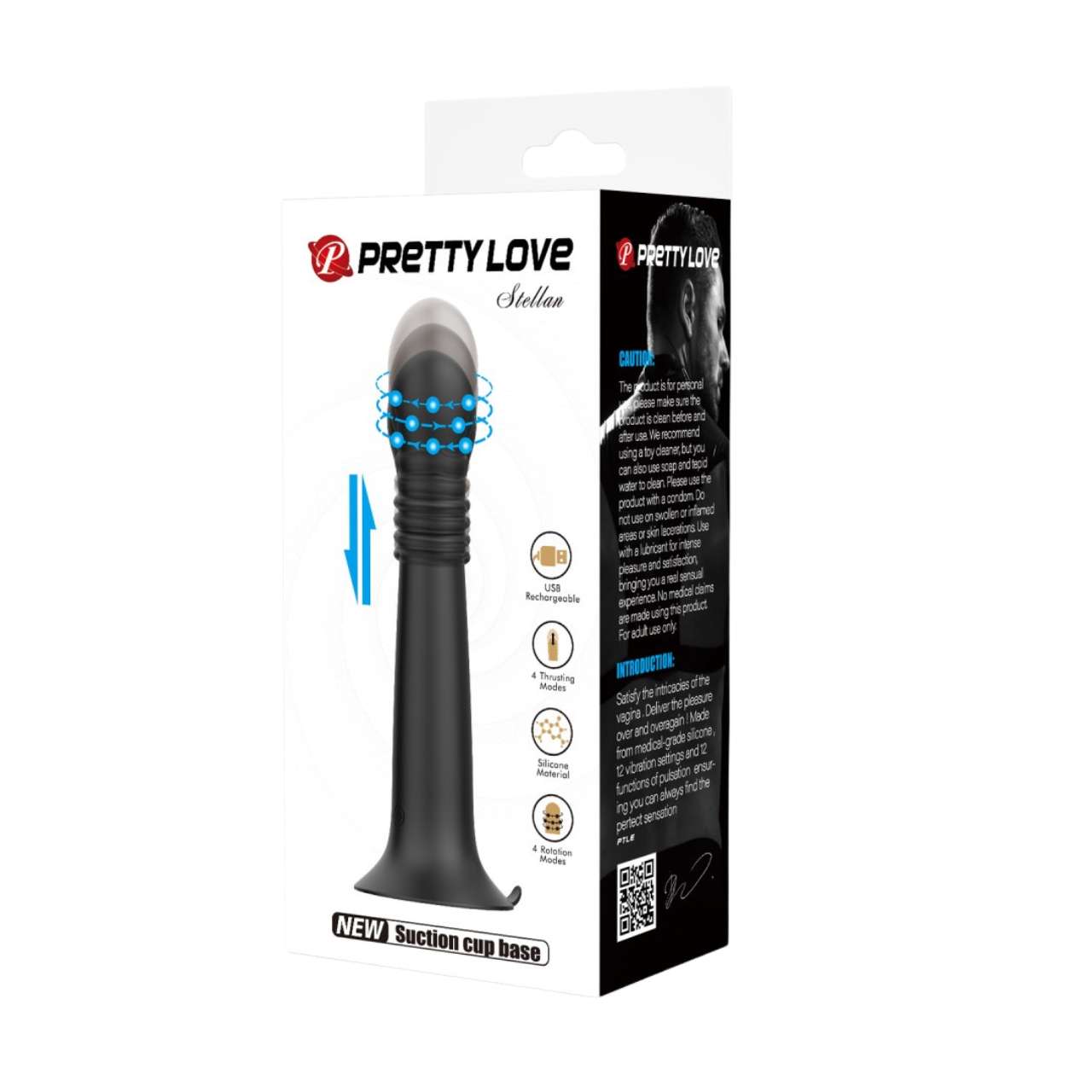 Vibrator cu ventuza Stellan Black Pretty Love