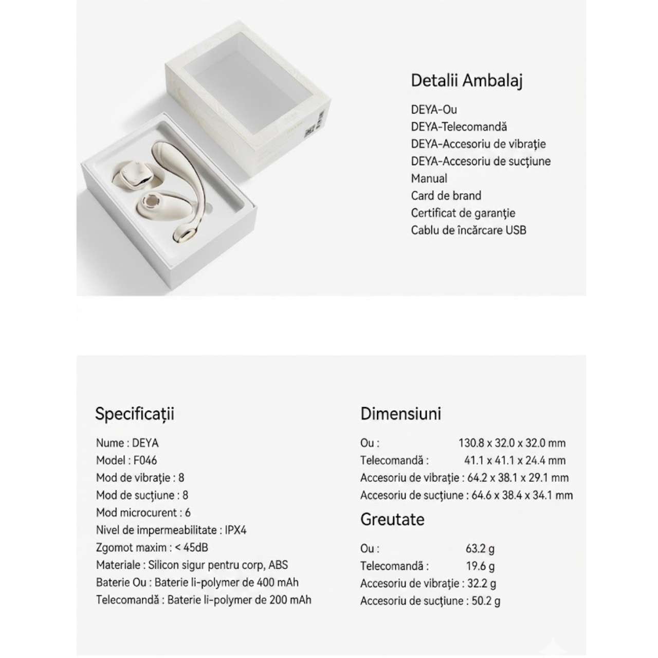 Vibrator purtabil Deya funcție de stimulare și sucțiune
