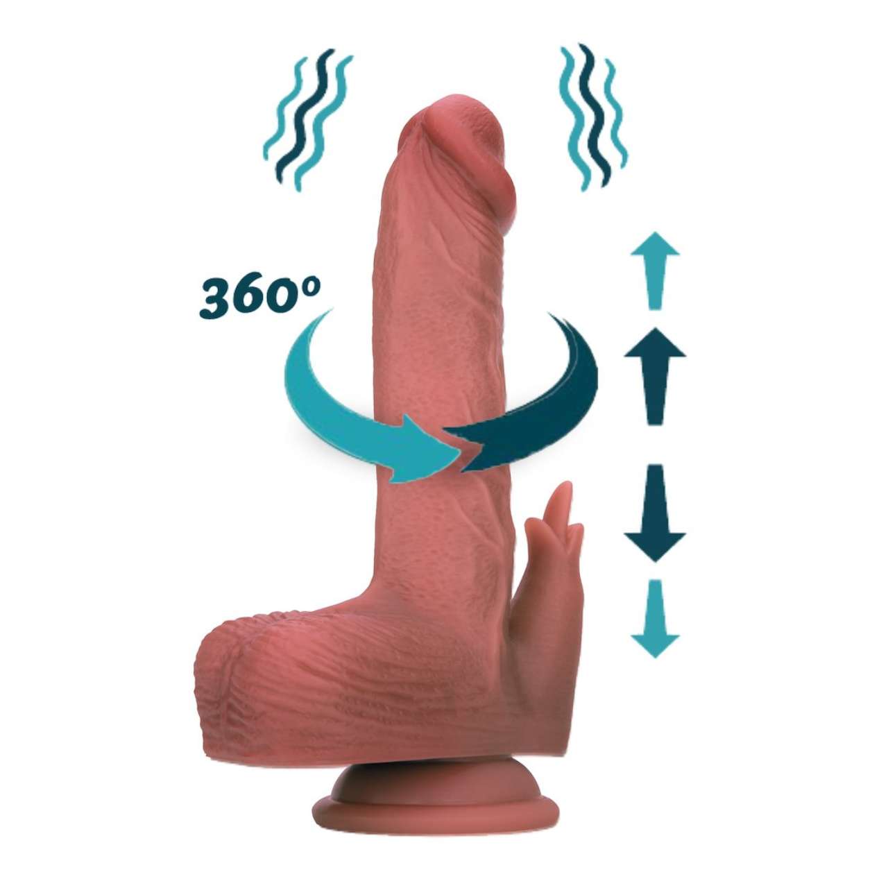Dildo cu Propulsie Rotatie Incalzire si Stimulare Clitoris - imagine 3